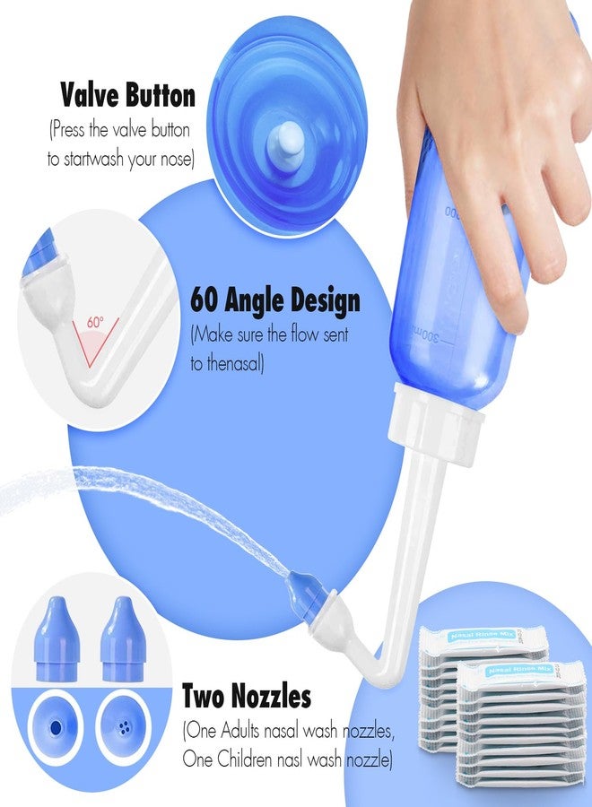 Showvigor Neti Pot Sinus Rinse Bottle - Gentle Nasal Wash Bottle Nose Cleaner for Effective Pressure Irrigatio 300 ML with 20 Nasal Wash Salt Packets - Image 4